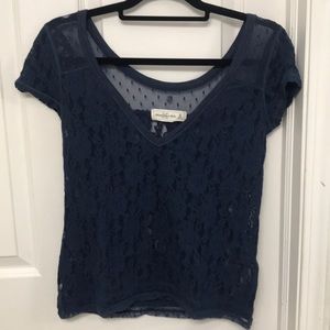 Abercrombie and Fitch Navy Blue Lace Top